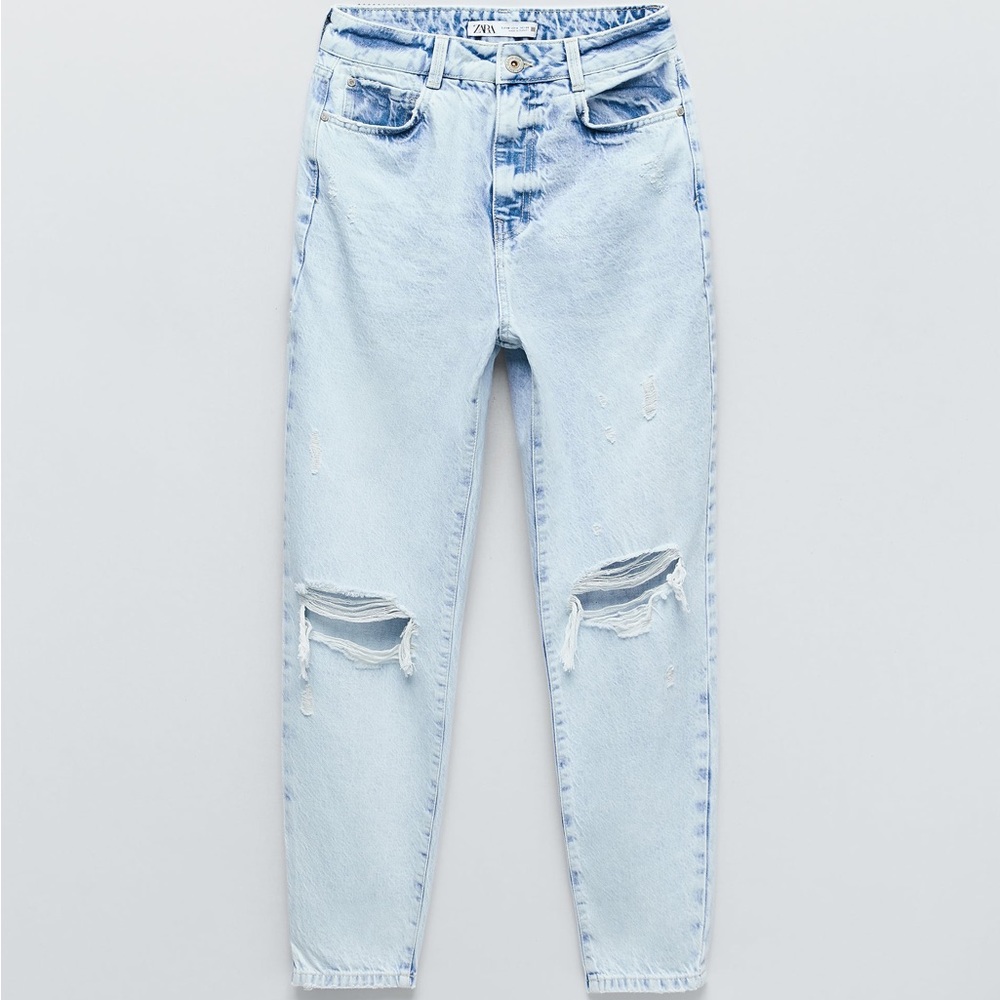 Zara Ripped Mom Fit Jeans - Picture 4 of 9